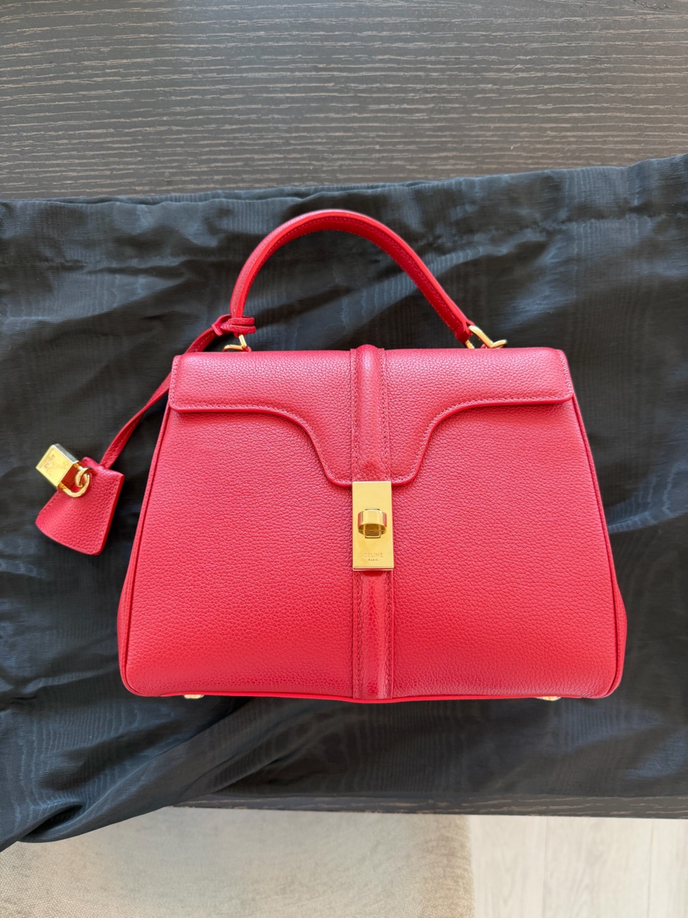 Celine small 16 bag in red; used 2x